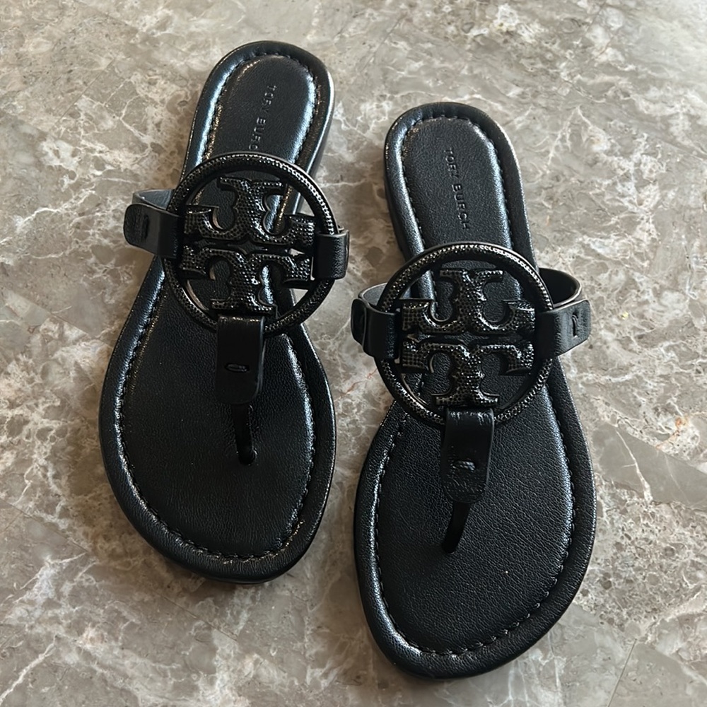 New Tory Burch Miller Pave Leather Sandal - Picture 2 of 13